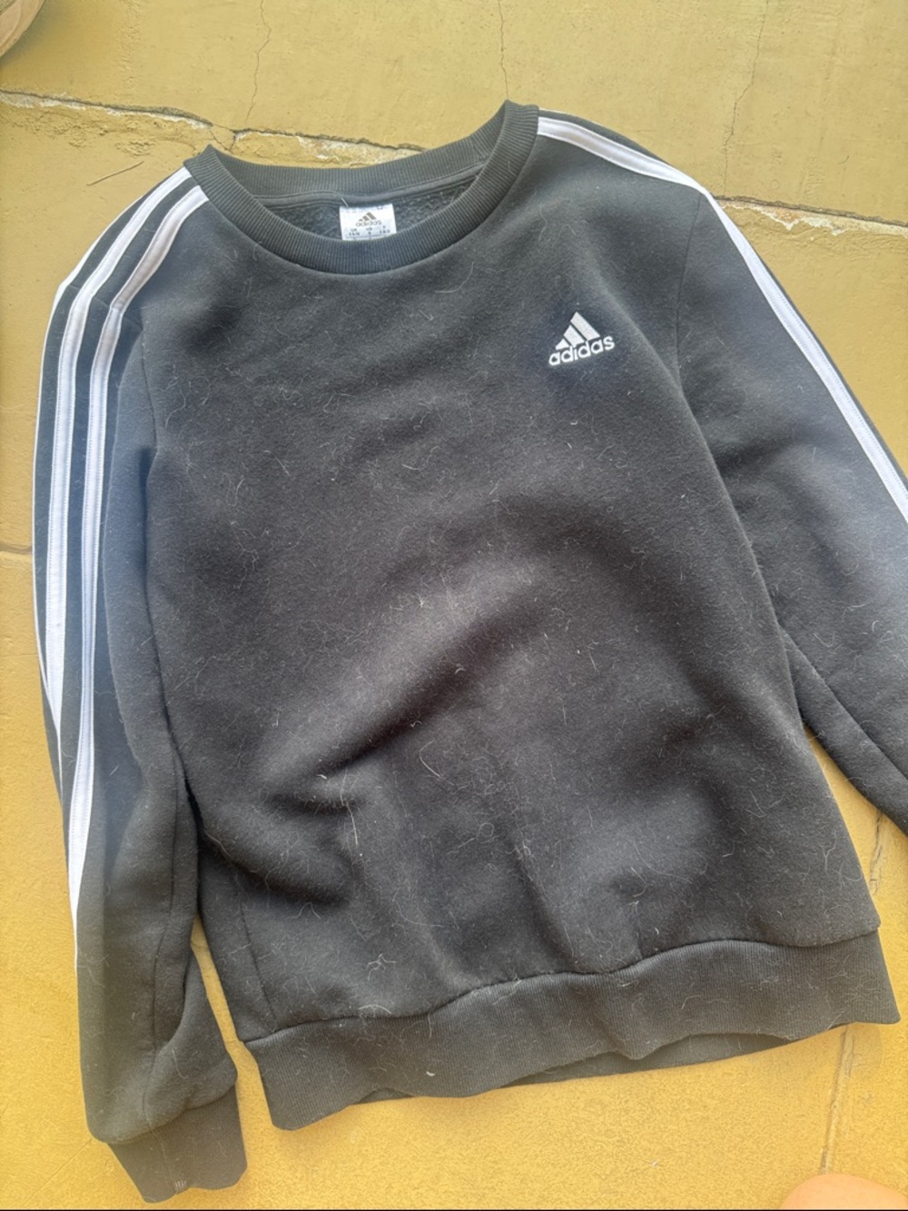 adidas Black Crewneck Sweatshirt with White Stripes